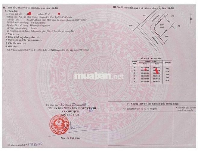 Bán gấp 10 nền đất trong KDC ở  xã Tân Phú Trung giá 1 tỷ 9 sổ sẵn