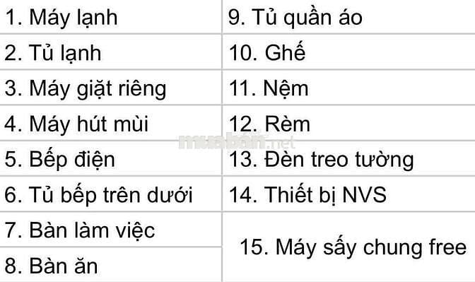 CĂN HỘ FULL NỘI THẤT 15 MÓN CÓ MÁY GIẶT RIÊNG NGAY DƯƠNG QUẢNG HÀM