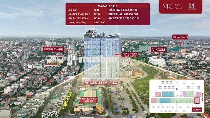 Căn hộ 3PN 82m2 tại VIC GRAND SQUARE Việt Trì  đáng sống