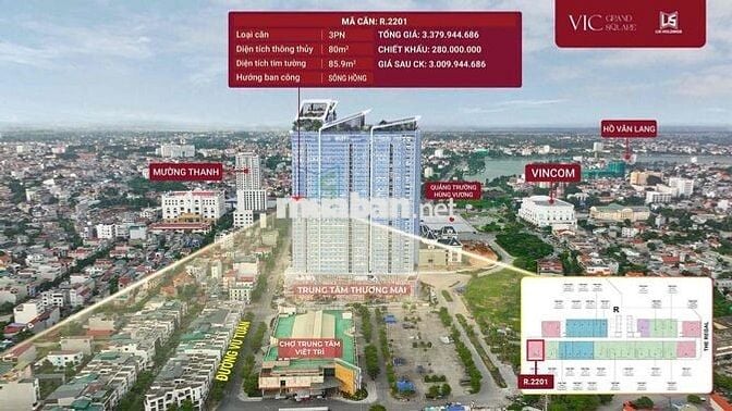 Căn hộ 3PN 82m2 tại VIC GRAND SQUARE Việt Trì  đáng sống
