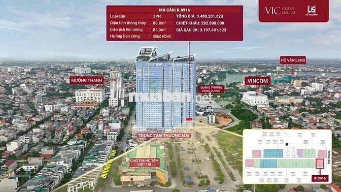 Căn hộ 3PN 82m2 tại VIC GRAND SQUARE Việt Trì  đáng sống