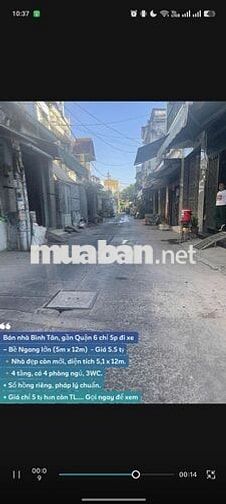 Bán nhà B.Tân gần Q6 chỉ 5p đi xe_ Bề Ngang lớn 5m x 12m - Giá 5.5 tỷ
