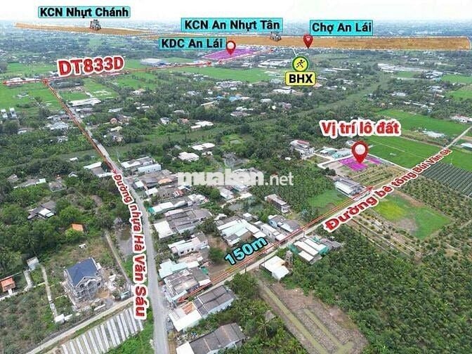 thổ cư xã quê mỹ thạnh - tân trụ - long an , dt :145mv , giá : 415tr