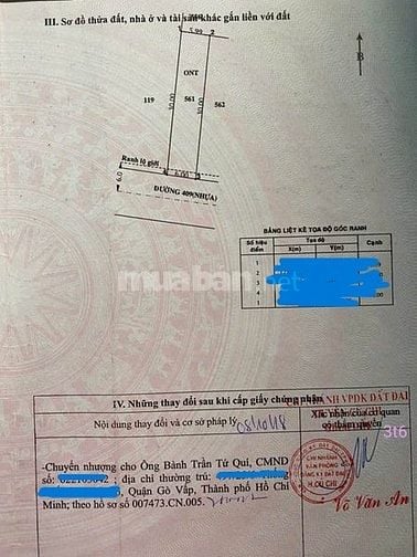 Cần bán lô đất ở đường 409, xã Phước Vĩnh An, Củ Chi, 180m2, Giá:580tr