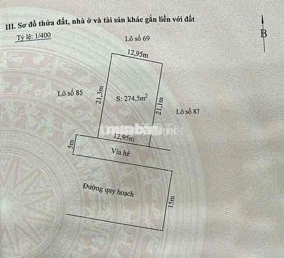 Bán đất Biệt thự Phúc Lộc 2 lô liền kề Đường 25m Tây Nam