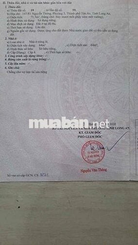 Nhà ở hẻm 147/81 Nguyễn Thông P3, Tân An. DT 64m2. sổ đỏ chính chủ