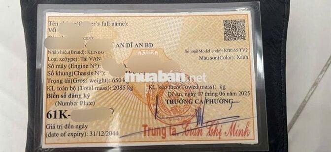 Cần bán xe tải van hãng Kenbo giấy tờ chính chủ