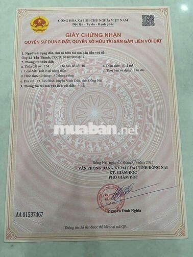 Nhà sổ riêng thổ cư Phường Tân Triều
