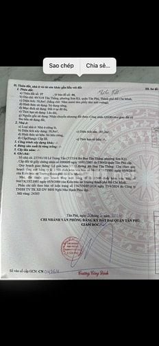 MT chợ Sơn Kỳ Tân Thắng - Tân Phú , DT 58,8m - DTS : 185m Giá chỉ 7,5T