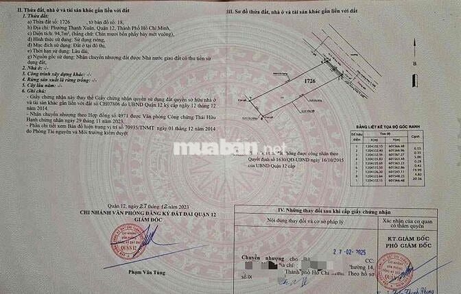 Đất đẹp TX43 phường Thới An Hcm