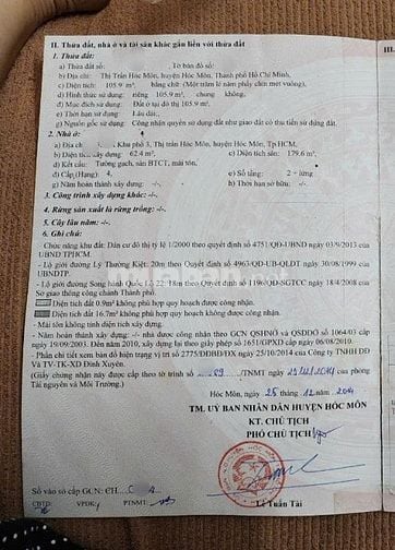 Bán nhà mặt tiền đường lý thường kiệt hóc môn