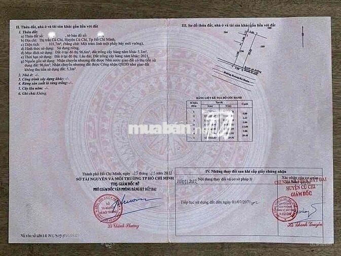 BÁN GẤP ĐẤT TẠI– TRUNG TÂM THỊ TRẤN CỦ CHI GIÁ 510 TRIỆU