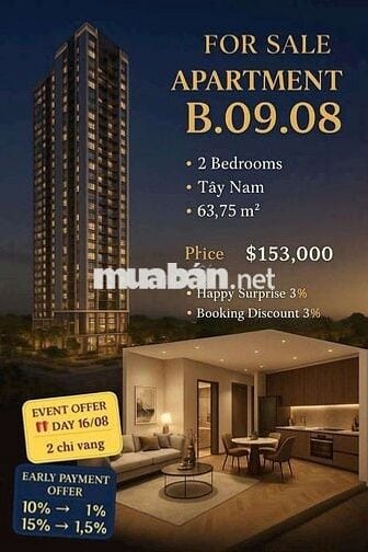 ✨ Khải Hoàn Prime – Căn hộ 2PN, view Tây Nam, ưu đãi vàng cực sốc! ✨