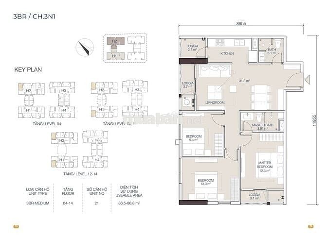 Căn hộ 88m2 3PN Huế Heritage P.Phú Nhuận