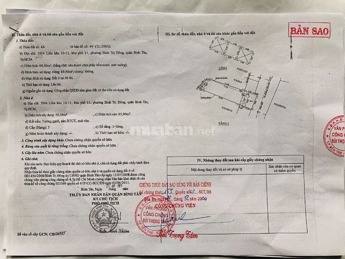 Bán nhà 59/4 đường Liên khu 10 - 11, Bình Trị Đông, Bình Tân, HCM 
