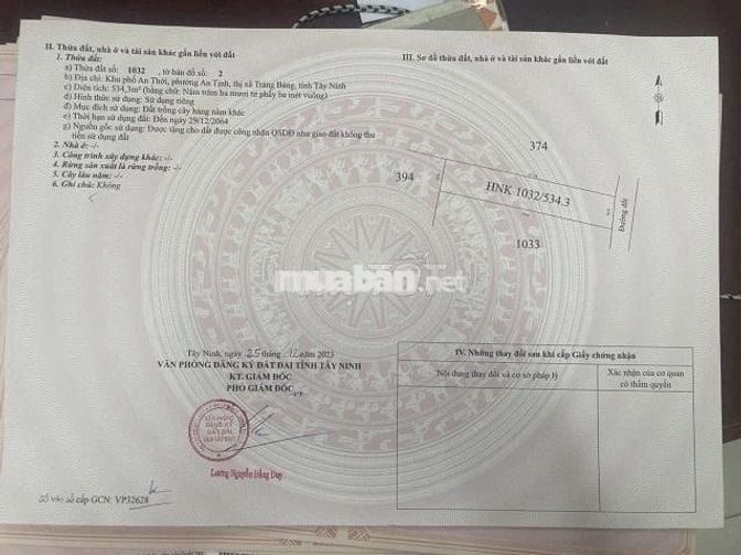 BÁN GẤP ĐẤT DT 534M2,SUỐI SÂU, AN TỊNH,TRẢNG BÀNG,TÂY NINH, SHR 800TR