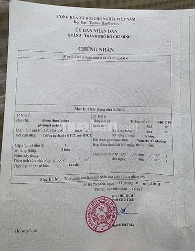 BÁN NHÀ MẶT TIỀN : 75 HÙNG VƯƠNG - P. 4 - Q. 5 - TPHCM