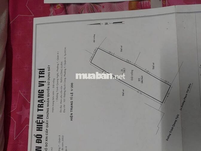 Cần bán đất mặt tiền đường Trịnh Quang Nghị  cách Phạm Thế Hiển 100m
