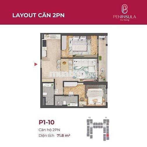 Chính chủ cần bán căn hộ 2PN 71,7m2, view trực diện sông Hàn, Đà Nẵng