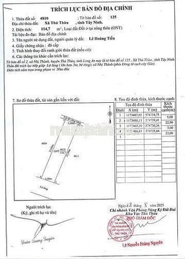 Chính chủ, Đất thổ cư 100%, gần KCN, QL1A, cao tốc, giá chỉ 6,3tr /m2