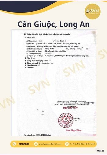 🌟 CƠ HỘI SỞ HỮU ĐẤT VÀNG – XÃ PHƯỚC LÂM, CẦN GIUỘC, LONG AN 🌟