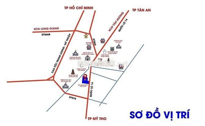 Đất nền mặt tiền quốc lộ 1A Châu ThànhTiền Giang cách chợ Tân Hiệp 1KM