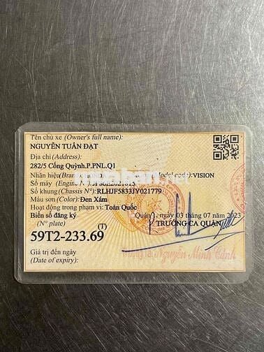 VISION 2018 SMARTKEY HỖ TRỢ GÓP NỢ XẤU CÓ ĐỖI XE