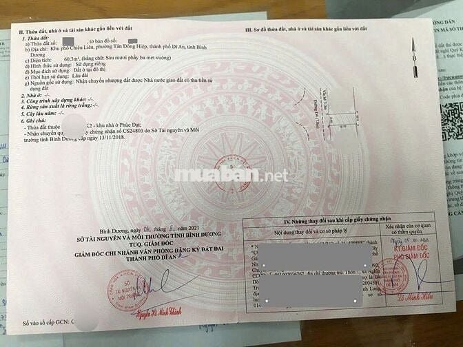 Bán đất ngang 5m, gần Vincom Dĩ An 2km, p.Tân Đông Hiệp, Tp.Dĩ An