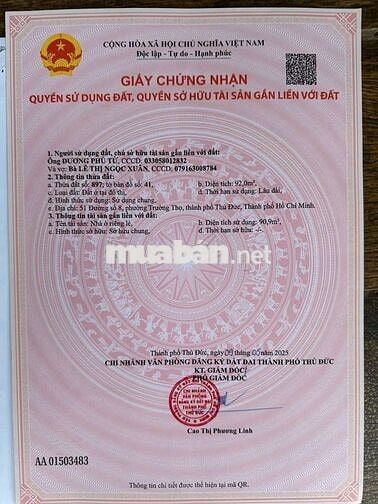 Bán nhà Mặt tiền Đường số 8 Trường thọ 92m2 giá 10.5 tỷ thương lượng