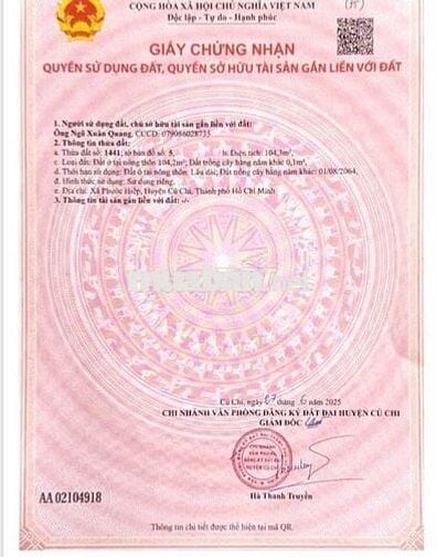 Đất full thổ cư 104m2 Phước Hiệp Củ Chi giá tốt nhiều ưu đãi
