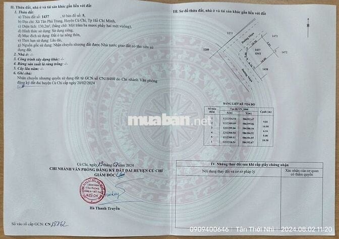 Chủ gửi bán lô đất góc 2 mặt tiền full thổ  – Tân Phú Trung, Củ Chi