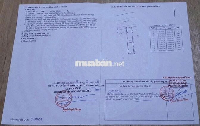 Cô Ba bán lô đất 154m2 Ngay Ngã 3 Cây Trôm Phước Hiệp Củ Chi giá 815tr