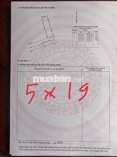 Bán Đất Kế Bên Chợ Đầu Mối Hóc Môn dt 5x19 đường trước đất 6m cụt