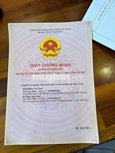 BÁN GẤP LÔ ĐẤT TRUNG AN, CỦ CHI, CÁCH UB XÃ TRUNG AN #800M. GIÁ 2,1 TỶ