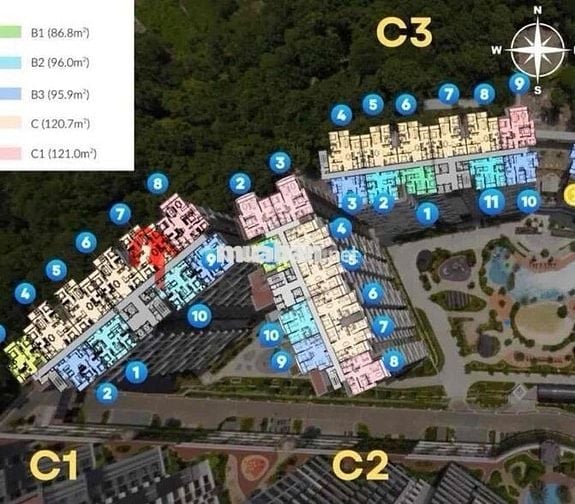 BÁN CH TẦNG TRỆT MÃ  C1.0.07 - DIAMOND CENTERY 121 m2