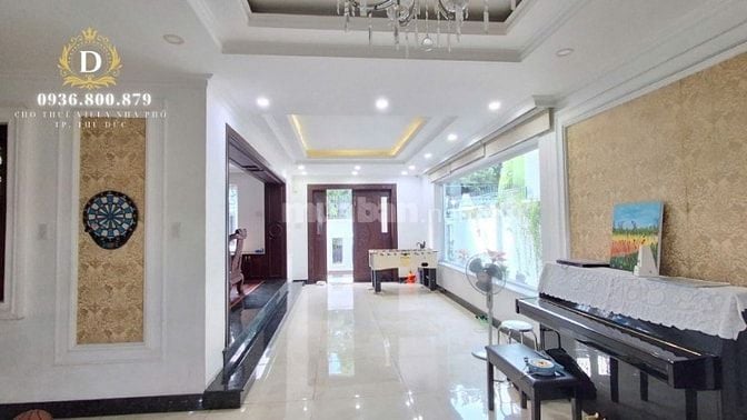 Cho thuê Biệt thự sân vườn, hầm trệt 2 lầu, 5PN, nội thất cao cấp