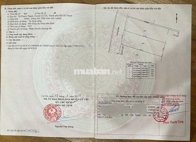 Chú tư bán lô đất 500m2 giá chỉ 750tr nằm ngay chợ Phước Thạnh Củ Chi