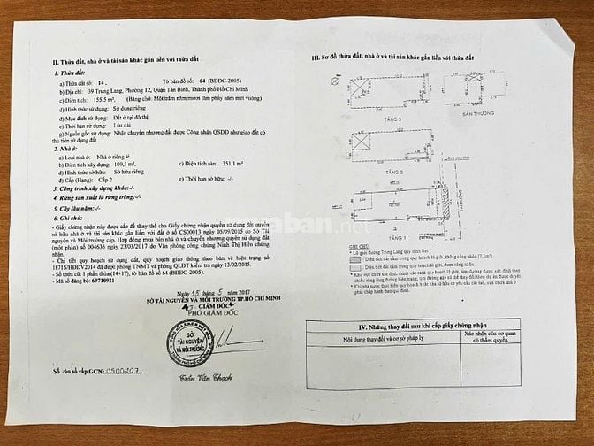 Bán Nhà : 39 Trung Lang - P.12 - Q.Tân Bình - Tp.HCM ( trệt, 2 lầu )