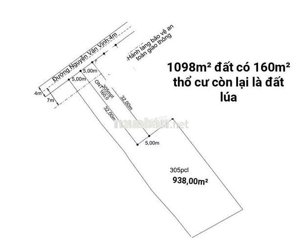 1100m2 đất lúa có sẵn thổ cư MT 6m Tân Trụ, Long An, giá 1.7 tỷ