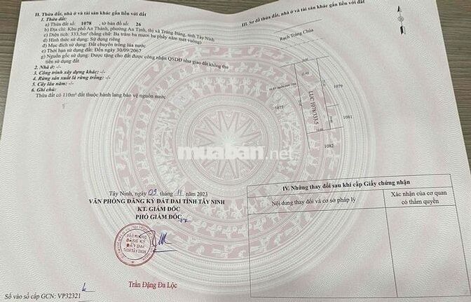 bán lô ở ngay chợ cũ Trảng bàng, 340m2 giá 790tr dân cư đông, SHR