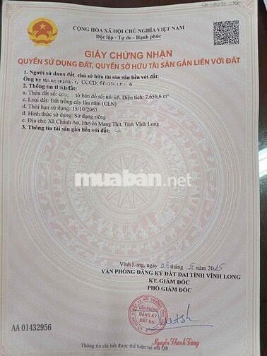 BÁN ĐẤT MẶT TIỀN ĐƯỜNG TỈNH LỘ 902 CHÁNH AN, MANG THÍT