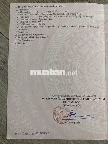 Bán đất thị trấn Chợ Chùa Quảng Ngãi