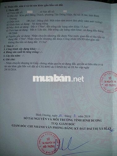 Bán đất gần Ngã Ba Cây Điệp P.Tân Đông Hiệp Tp.Dĩ An