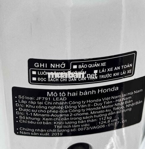 Honda Lead 2019 khoá smartkey đời mới biển số 43 .