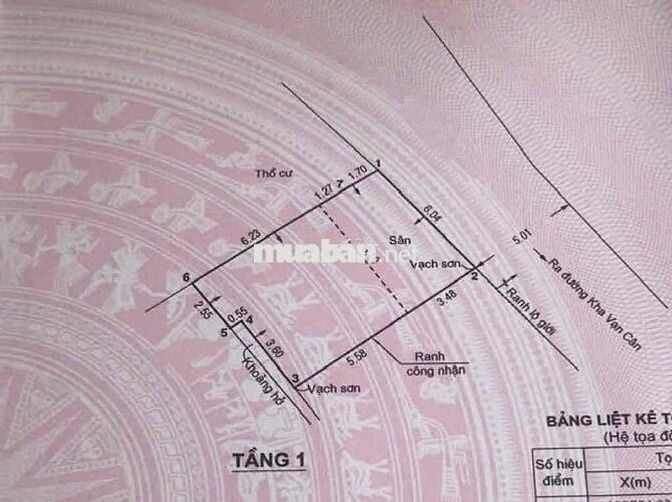 ĐẤT MẶT TIỀN ĐƯỜNG SỐ NGAY KHA VẠN CÂN - 55.3M2 - NGANG 6M - 5.8 TỶ