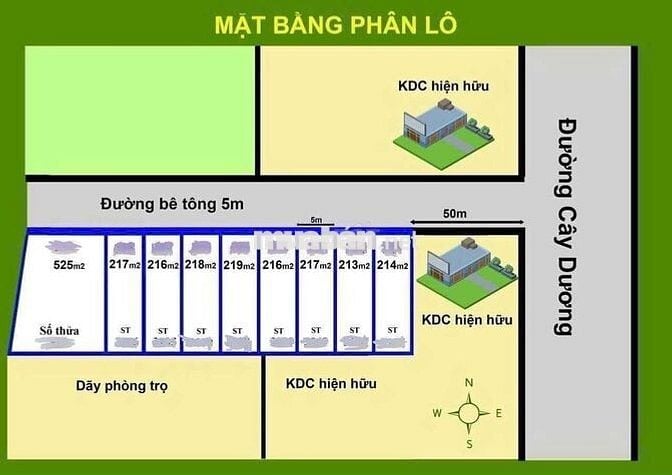 Đất 10 x 43,20 (432m2 Full thổ cư) hẻm ôtô 5m gần chợ Đồn Cây Dương