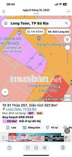 Cần bán 328m2 thổ cư ,đường Cmt8-Dt44 ,trung tâm Bà Rịa-Tphcm