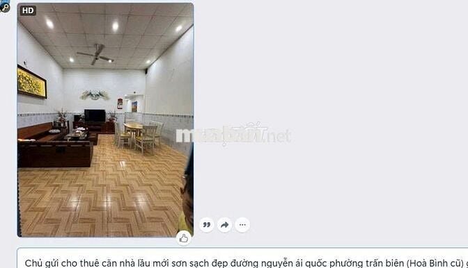 CHO THUÊ NHÀ PHƯỜNG HOÀ BÌNH GIÁ 4,2 TRIỆU
