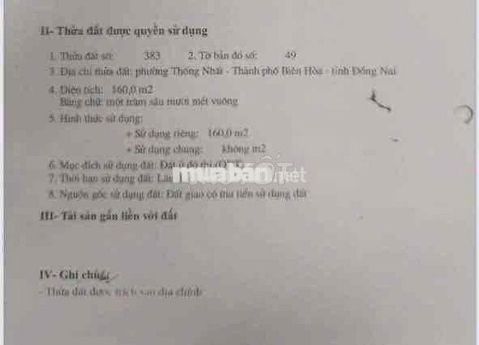 lô biệt thự D2D phường thống nhất chính chủ