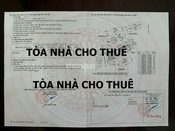 CHO THUÊ TÒA NHÀ VĂN PHÒNG TP THỦ ĐỨC - 7 LẦU - 1500M2  - GIÁ 200TR